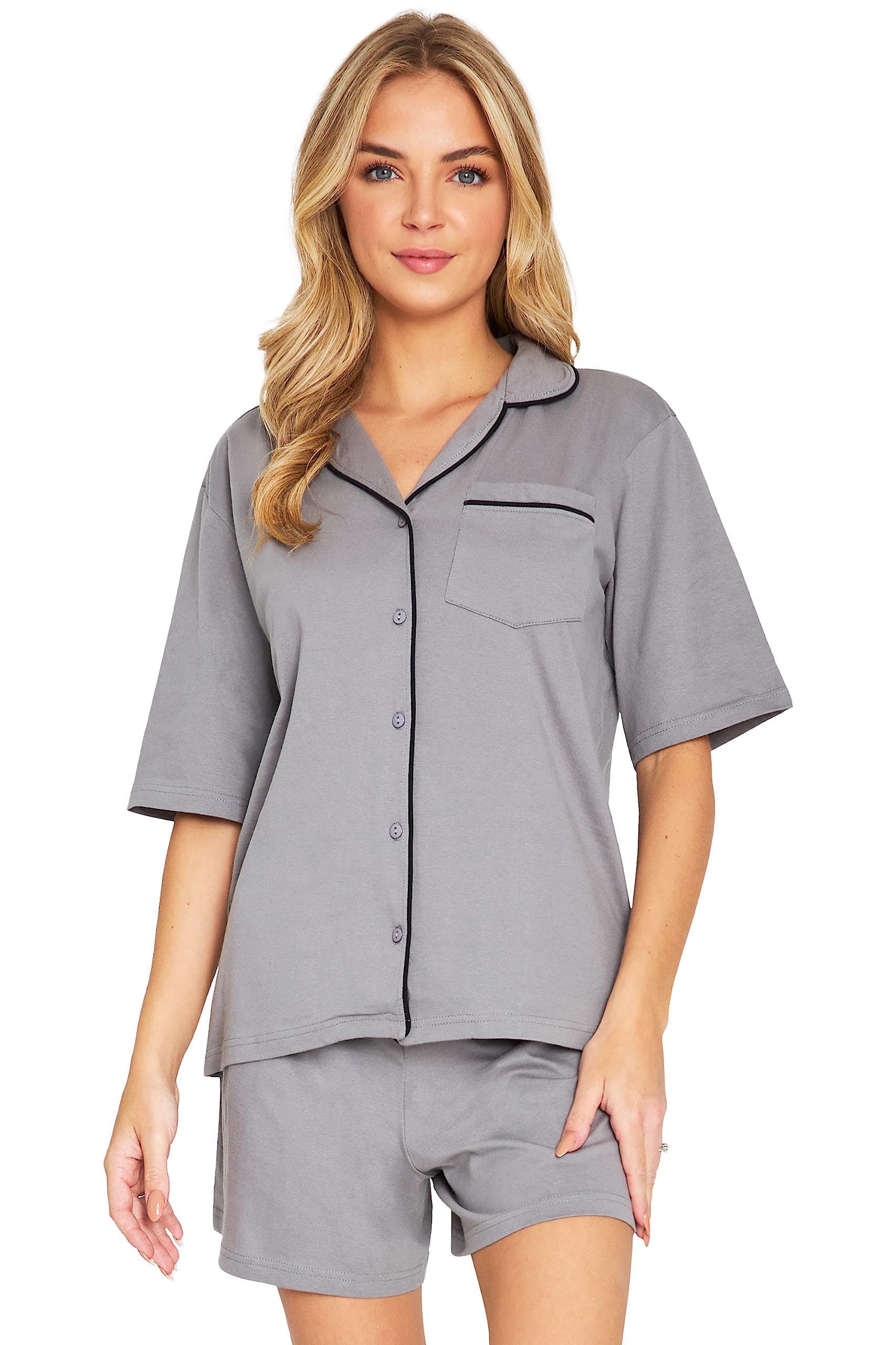 CityComfort Women's Pyjama Set - Cotton - Grey - M