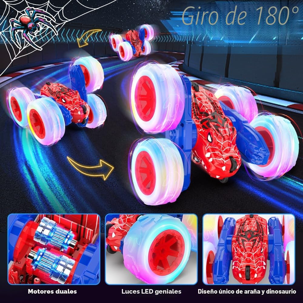 Mieryd Spider Coche Teledirigido, Acrobacia RC Carro Monster Truck 4x4 Crawler con Luz, Juguete Niño 3 4 5 6 7 8 9 Años Juego Infantile Exterior Regalo Cumpleaños Brinquedo Remote Control Car Toy