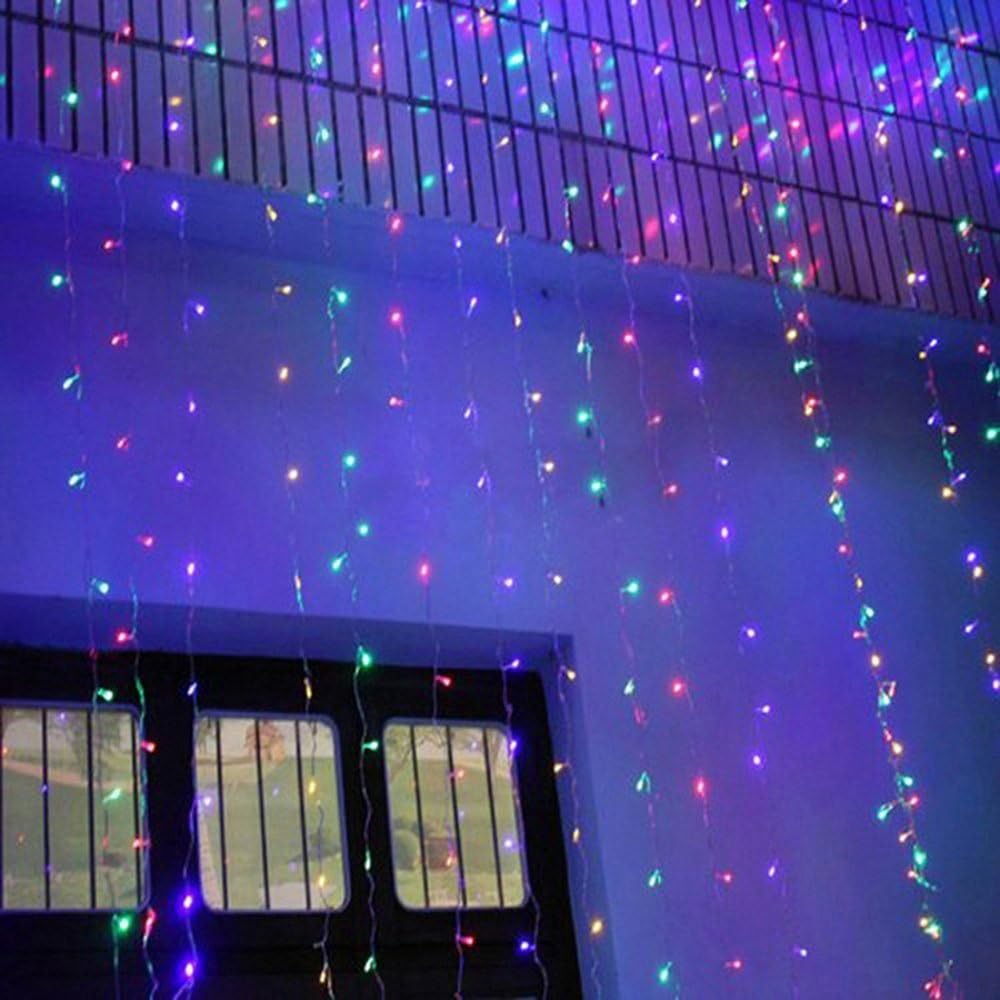 Valuetom 304 LED Curtain Lights Fairy String Twinkle Lighting for Party Wedding Home Garden Decoration 9.8Ft*9.8Ft (Multicolor)