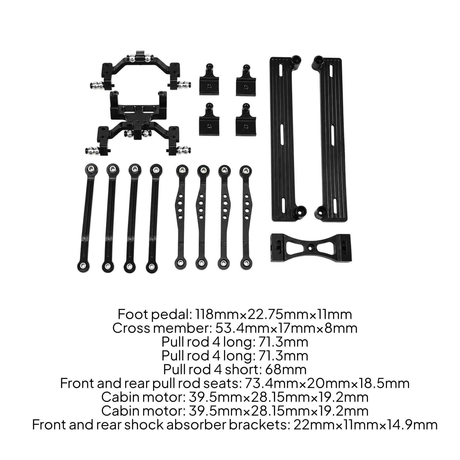 TISHITA Children Play Vehicle Kit Sterzo Collegamento Auto RC Pezzi Modello 1/16 Accessori Lega per Collegamenti Telaio Tiranti Lunghi Corti Supporti Barra, Nero