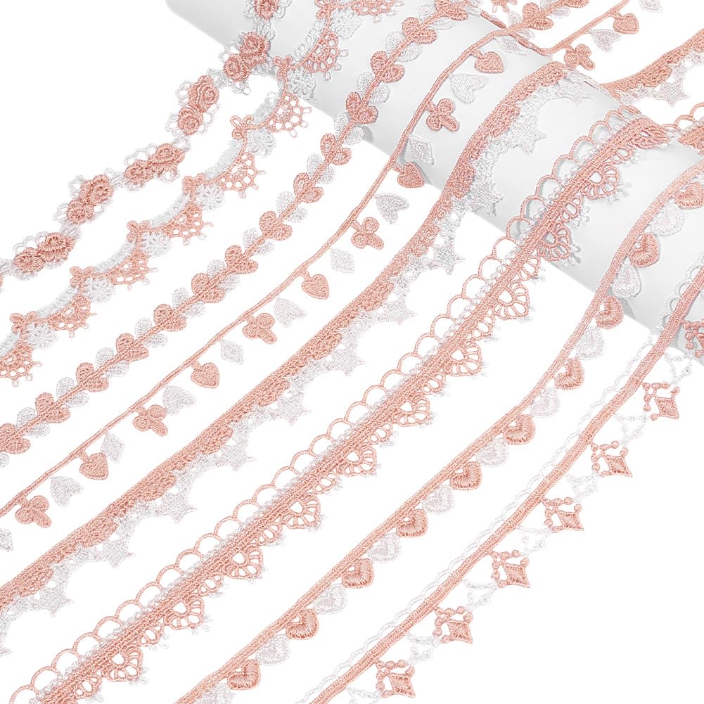 Ruban de dentelle brodée rose soluble pour couture costume et loisirs