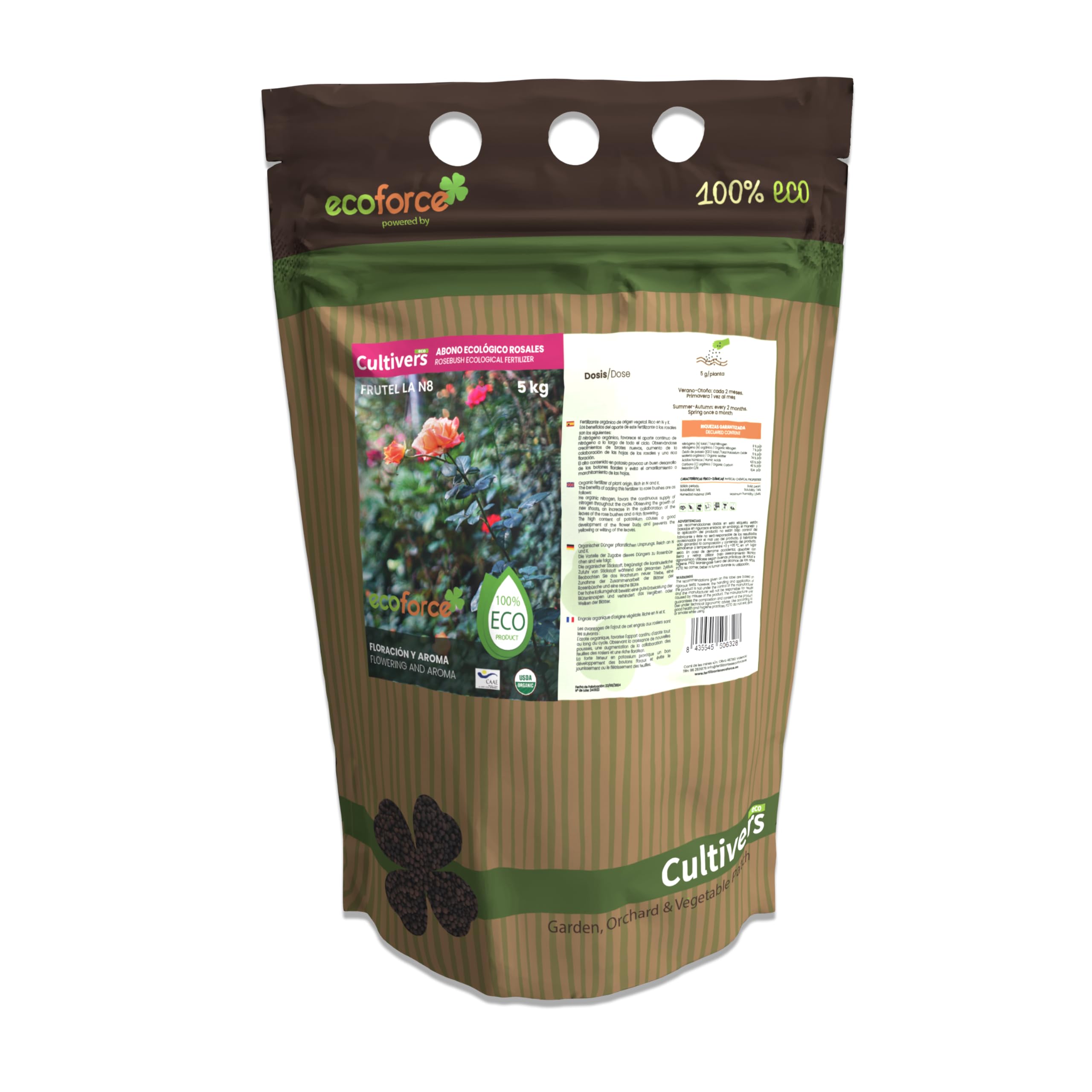 CULTIVERS Engrais Spécial Roses et Grimpeurs 5 Kg - Engrais Organique 100% Biologique et Végétalien