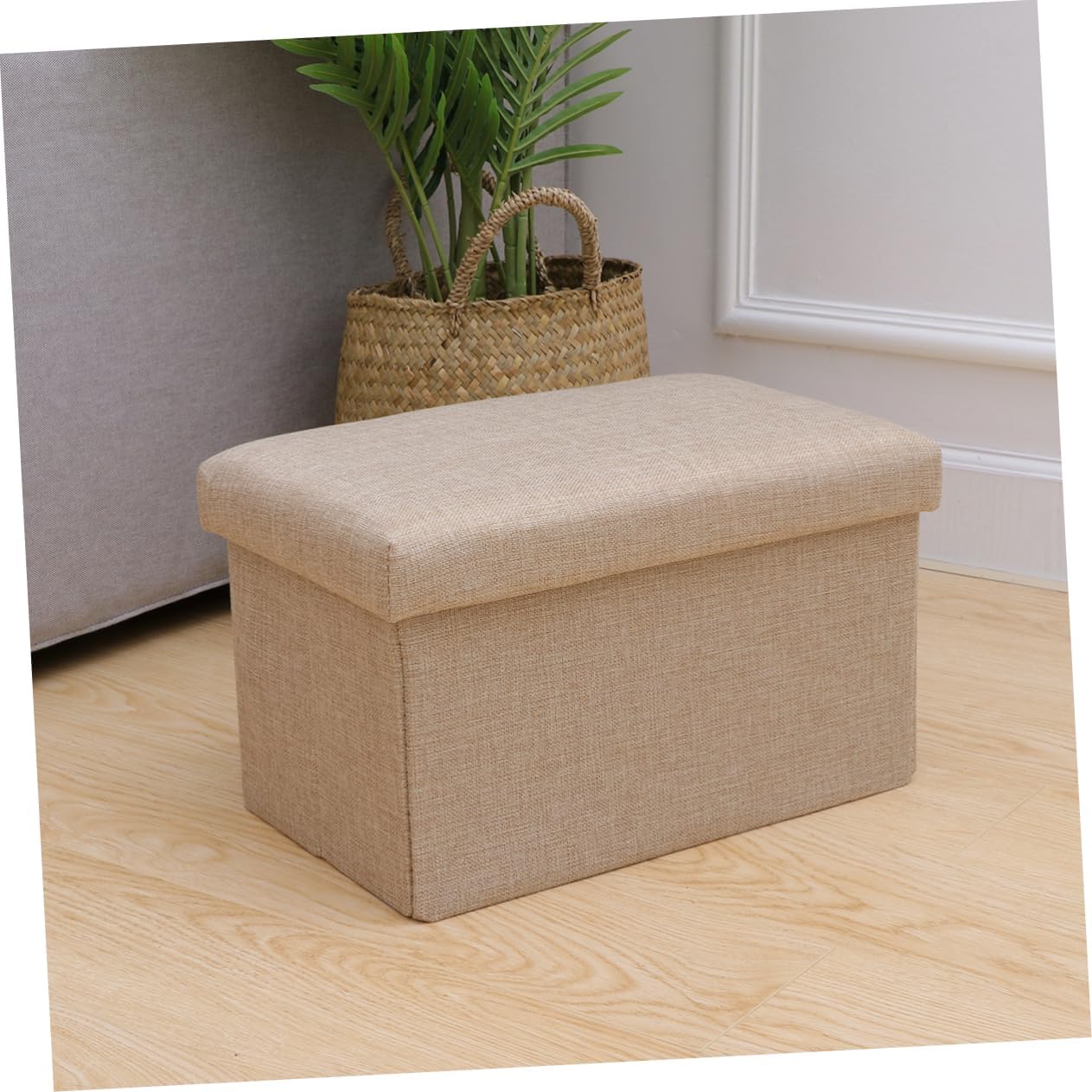 Folding Storage Toy Chest Box Fabric Bench Foot Rest for Bedroom Living