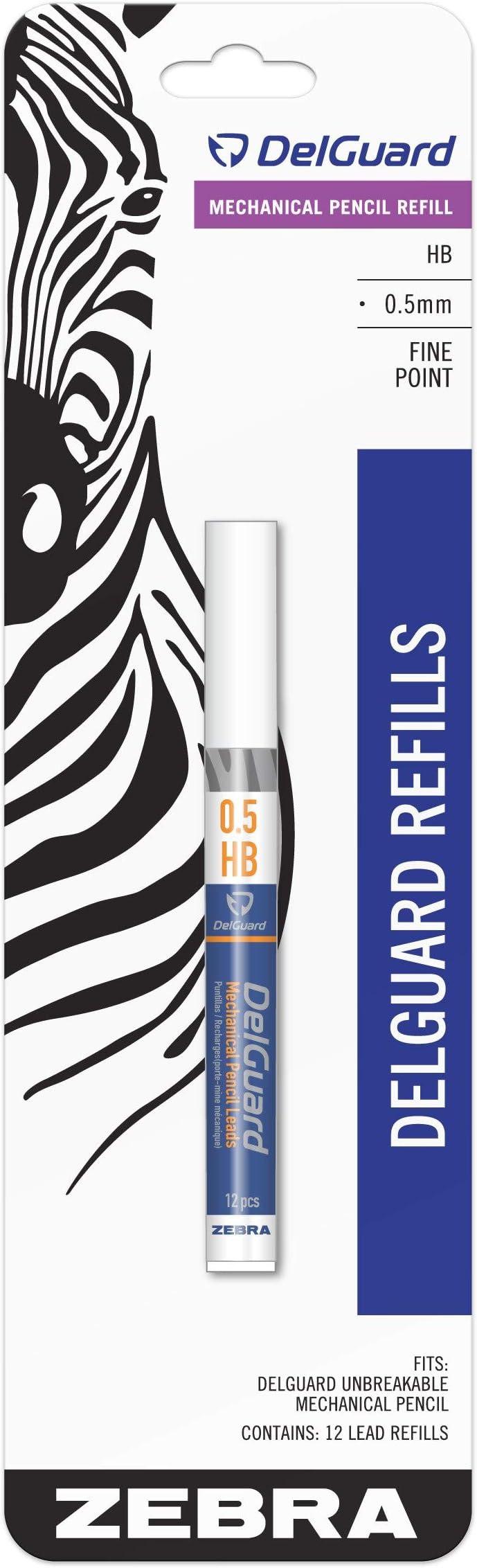 Zebra DelGuard Mechanical Pencil HB#2 Lead Refills 5-Count