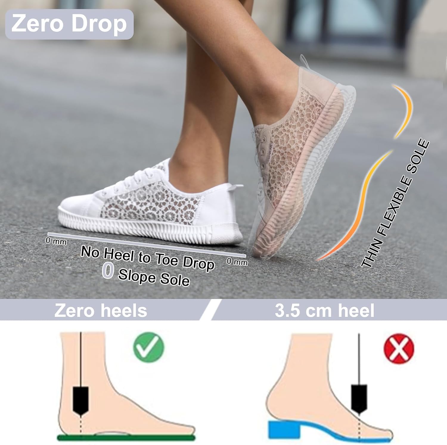 Women's Wide Toe Box Shoes Zero Drop Non Slip Extra Wide Width Fashion Sneakers Ultra Light Breathable Walking Shoes Casual Sneakers for Travel Work Trainers - Image 4