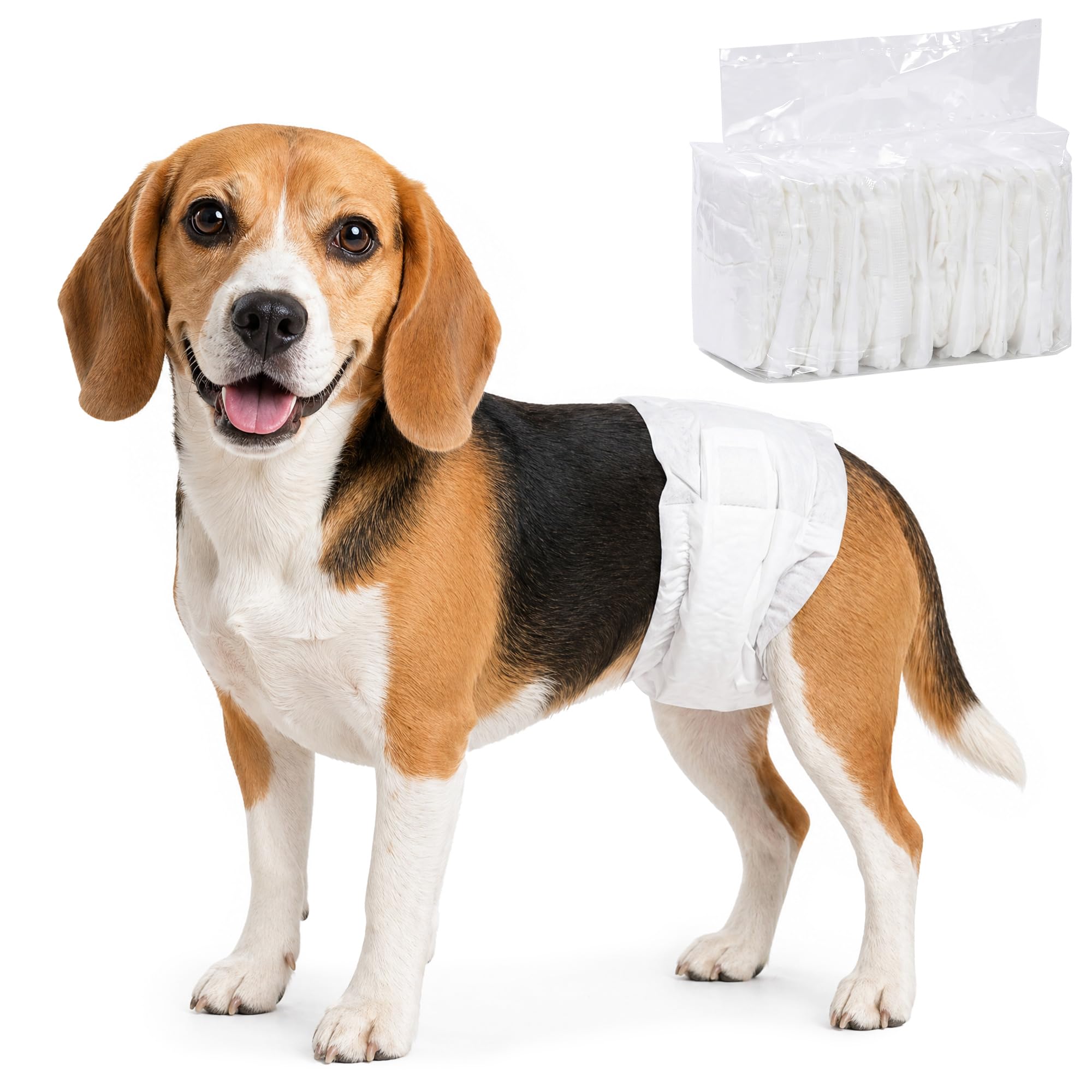 PawHut Pañales desechables para perros machos, 48 unidades absorbentes para perros, envolturas sanitarias para cachorros, bragas para incontinencia o micción y entrenamiento emocionales, L, 62-80 cm