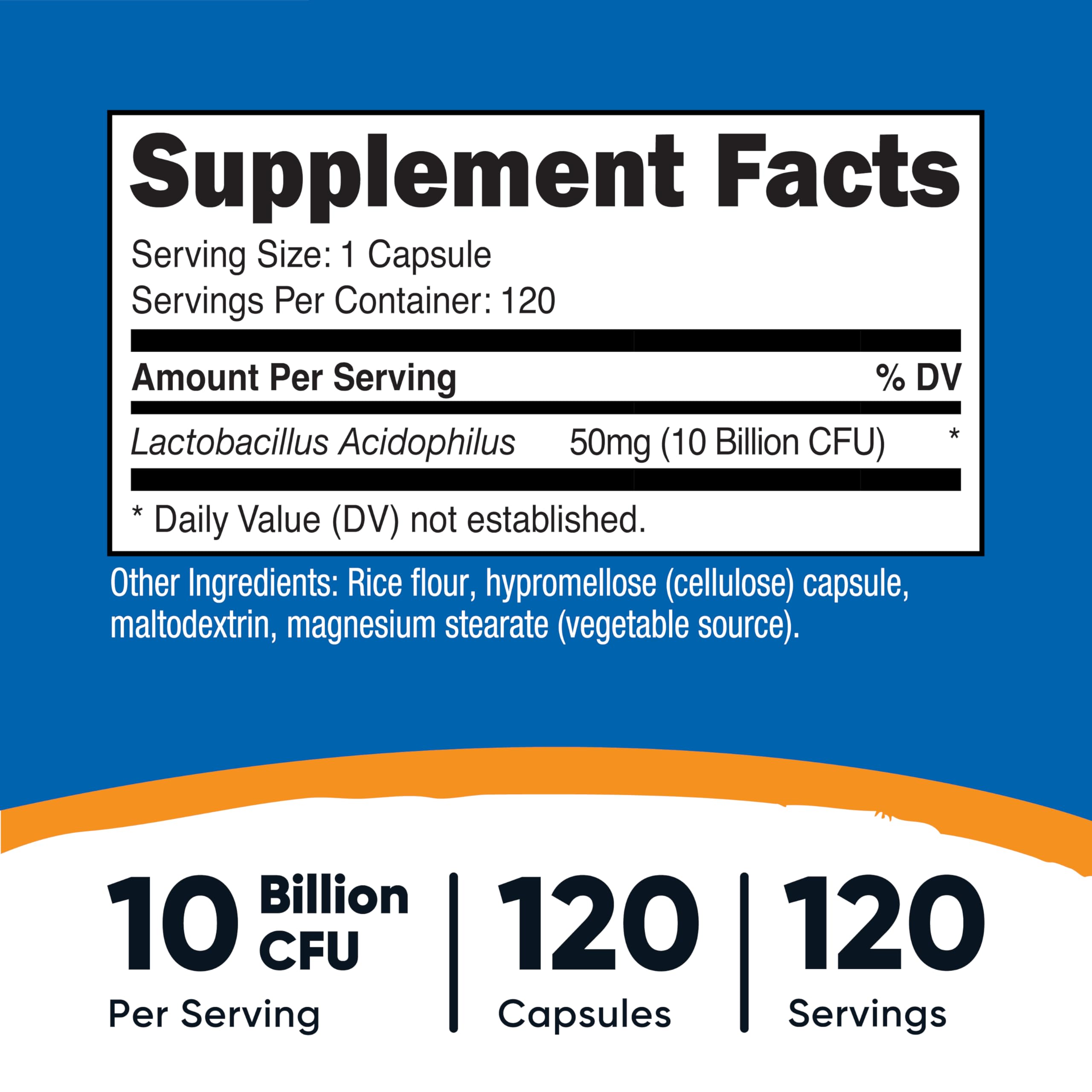 Nutricost Lactobacillus Acidophilus 10 Billion CFU, 120 Vegetarian Capsules — Amazon image 2