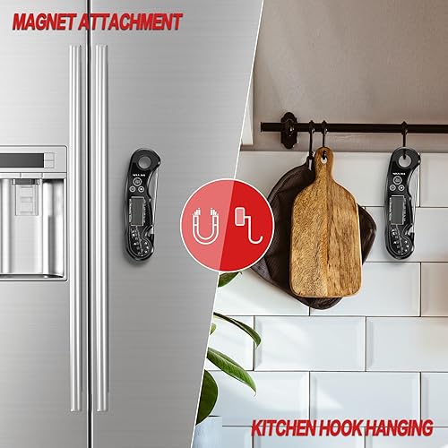 Miniatura 13 de Termómetro digital de lectura instantánea para carne, para asar a la parrilla y cocinar, termómetro ultrarrápido impermeable con retroiluminación