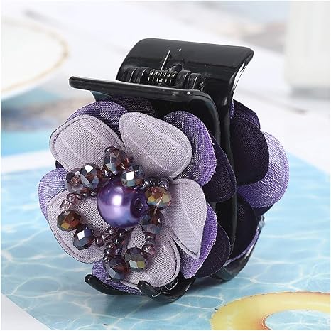 Amazon Co Jp ヘアピン 髪の爪クランププラスチック製歯付毛蟹のシンプルなレトロな髪の爪クリップ花のヘアピンビーズヘアアクセサリー女性女の子 Color B ビューティー