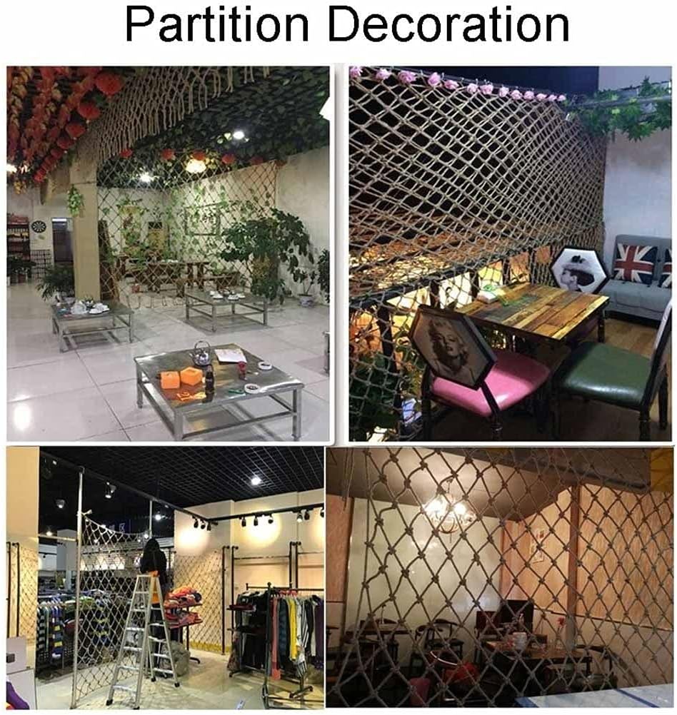 Jute Netting,Decorative Garden Nets Hemp Rope Child Tree House Safety Handrail Manila Rope Patio Fall Protection for Kids Cargo Rope Netting Outdoor Jungle Swing Dia 4mm(1x5m(3.28X16.4ft))