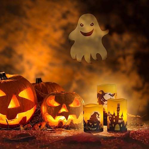 Miniatura 6 de Velas de Navidad de 3 x 4 pulgadas que funcionan con pilas, velas parpadeantes sin llama con temporizadores remotos, velas LED falsas para regalos,