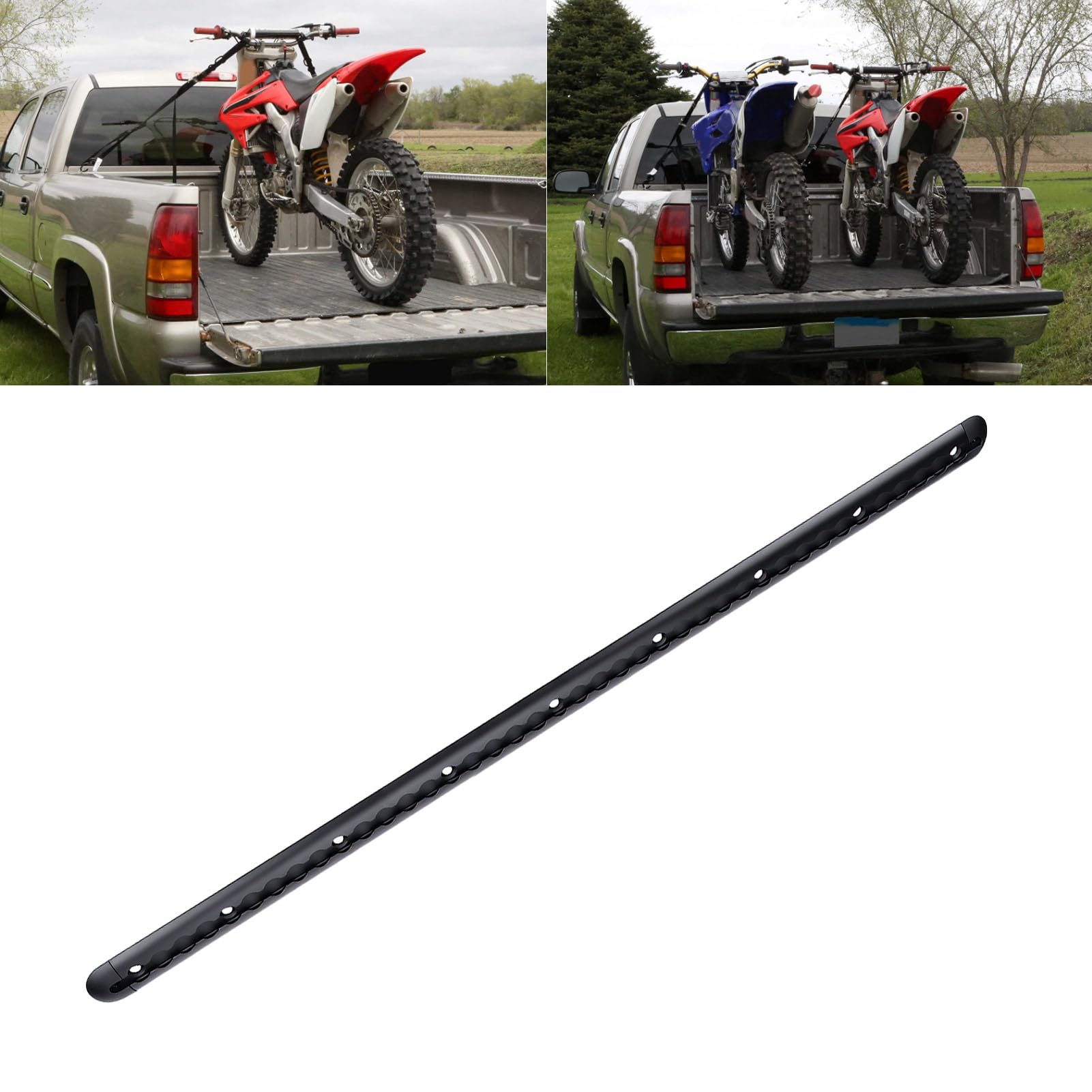 Luocute de Amarre de 9 Orificios con Riel en L de Aluminio de 39.37 Pulgadas, con 2 Tapas de Extremo para Motocicletas Seguras, Vehículos Todo Terreno, Motos de Cross, Tractores