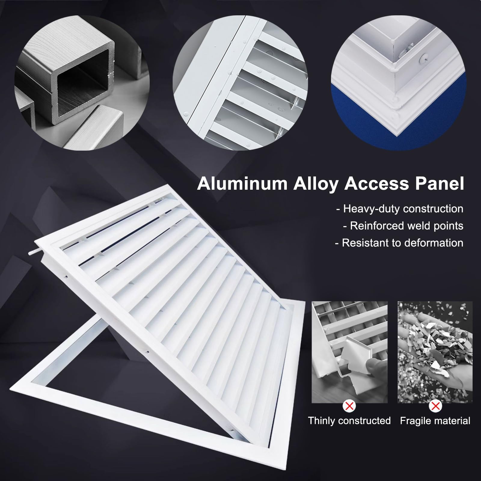 Rejilla, Puerta de Acceso con Rejilla, Tapa de Aluminio para Orificio de Pared para Retorno de Aire y Acceso de Mantenimiento, Interruptor Oculto, 40 x 60 cm (15,7 x 23,6 Pulgadas), diseño d