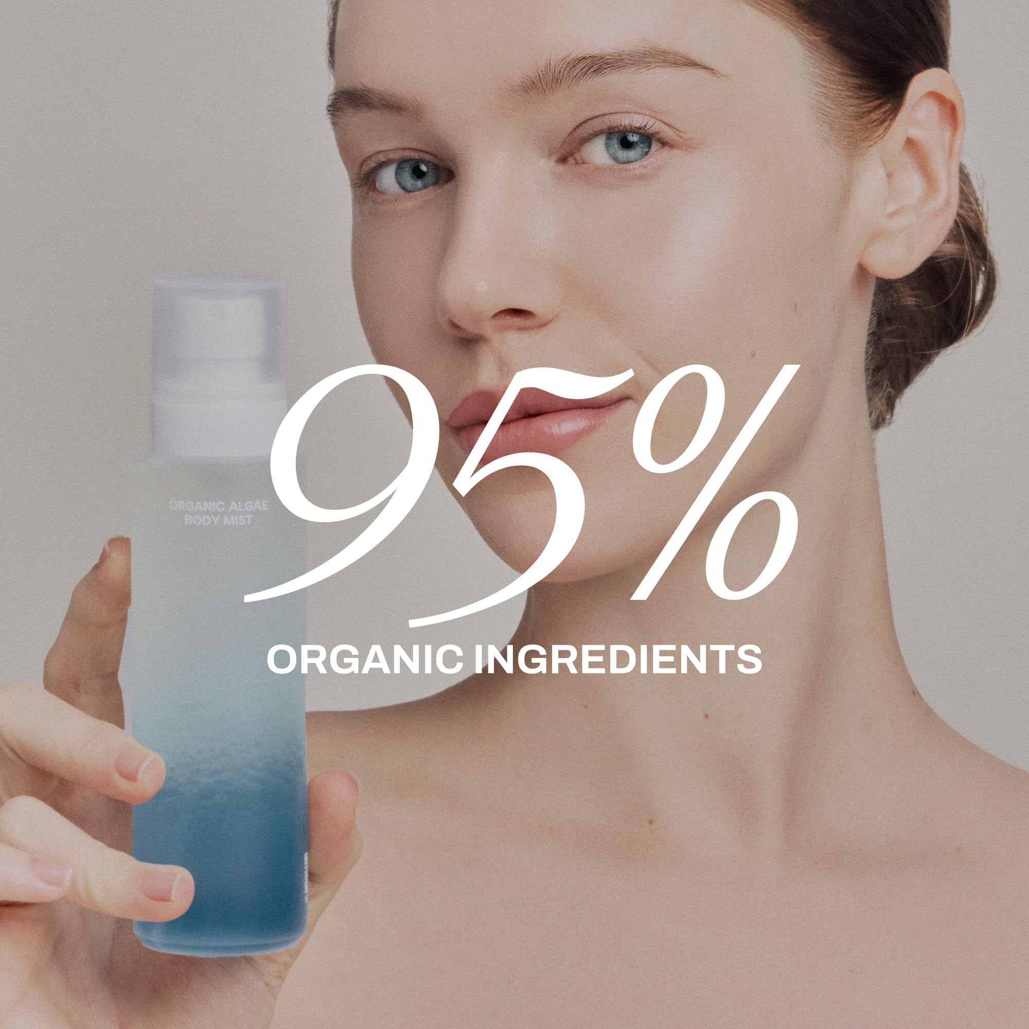 Whamisa Organic Algae Body Mist – Spray corporal contorneador, fórmula postbiótica fermentada para una piel radiante, hidratación profunda y cuidado de la piel seca (160 ml)