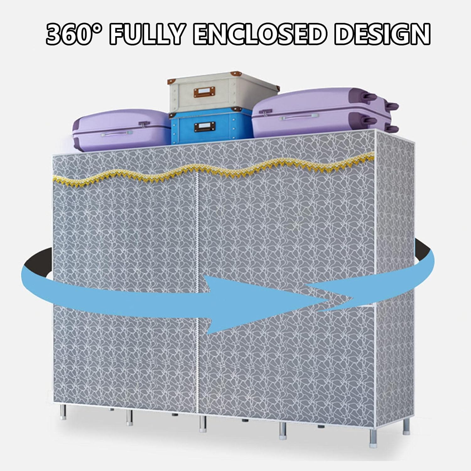 Portable Fabric Wardrobe with Shelves - Canvas Clothes Storage Organizer for Bedroom, Closet, and Space-Saving Solutions, D-145X45X172cm
