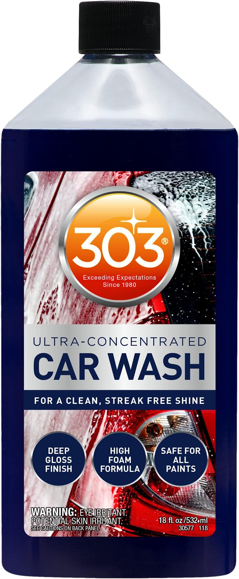 303 Products Car Wash with Wash Mitt - High Foam Formula - Ultra Concentrated Formula - Deep Gloss Finish - for A Clean Streak-Free Shine - Safe for All Paints - Bubble Gum Scent, 18 fl. oz. (30577)