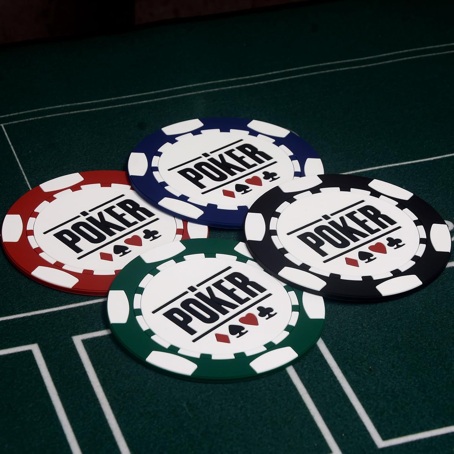 Casino Coasters Thermal Insulation and Anti-Slip for Drinks Casino Theme Fun Poker Coasters Home Bar