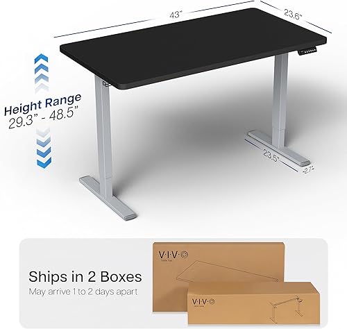 Vista 780 de VIVO DESK-KIT-1W6G - Escritorio eléctrico de pie de 60 x 24 pulgadas, ajuste de altura de memoria, serie 1B, parte superior de nogal oscuro de una