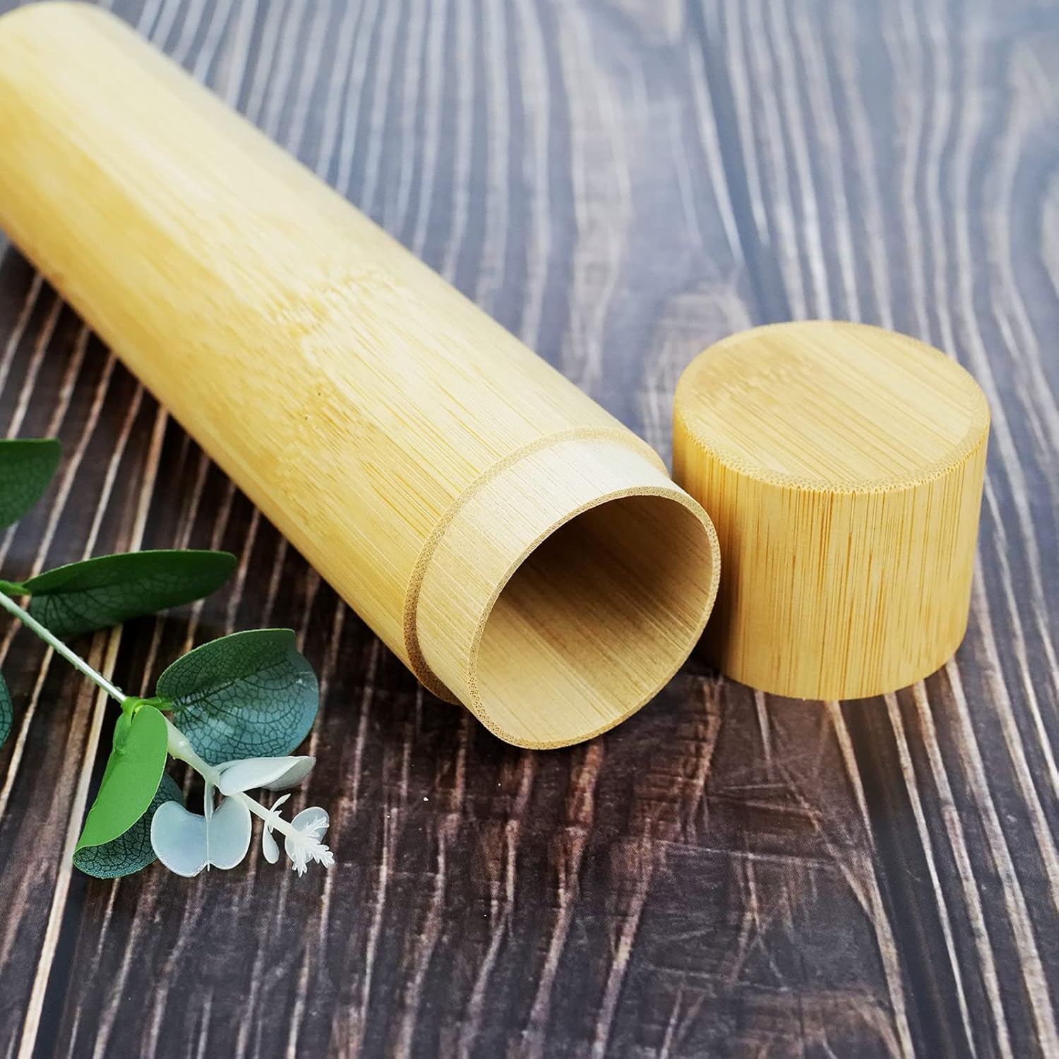 Set of 2 Small Bamboo Scattering Urn Tubes and Gray Velvet Bags for Spreading Human Male Female Pet Dog Cat Cremation Ashes - Image 4