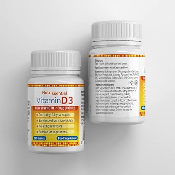 Vitamin D 4000 IU Max Strength Sunshine Vitamin Supplement - 365 Micro Tablets - 1 Year Supply - Vegetarian | Halal | Kosher | Essential Nutrient