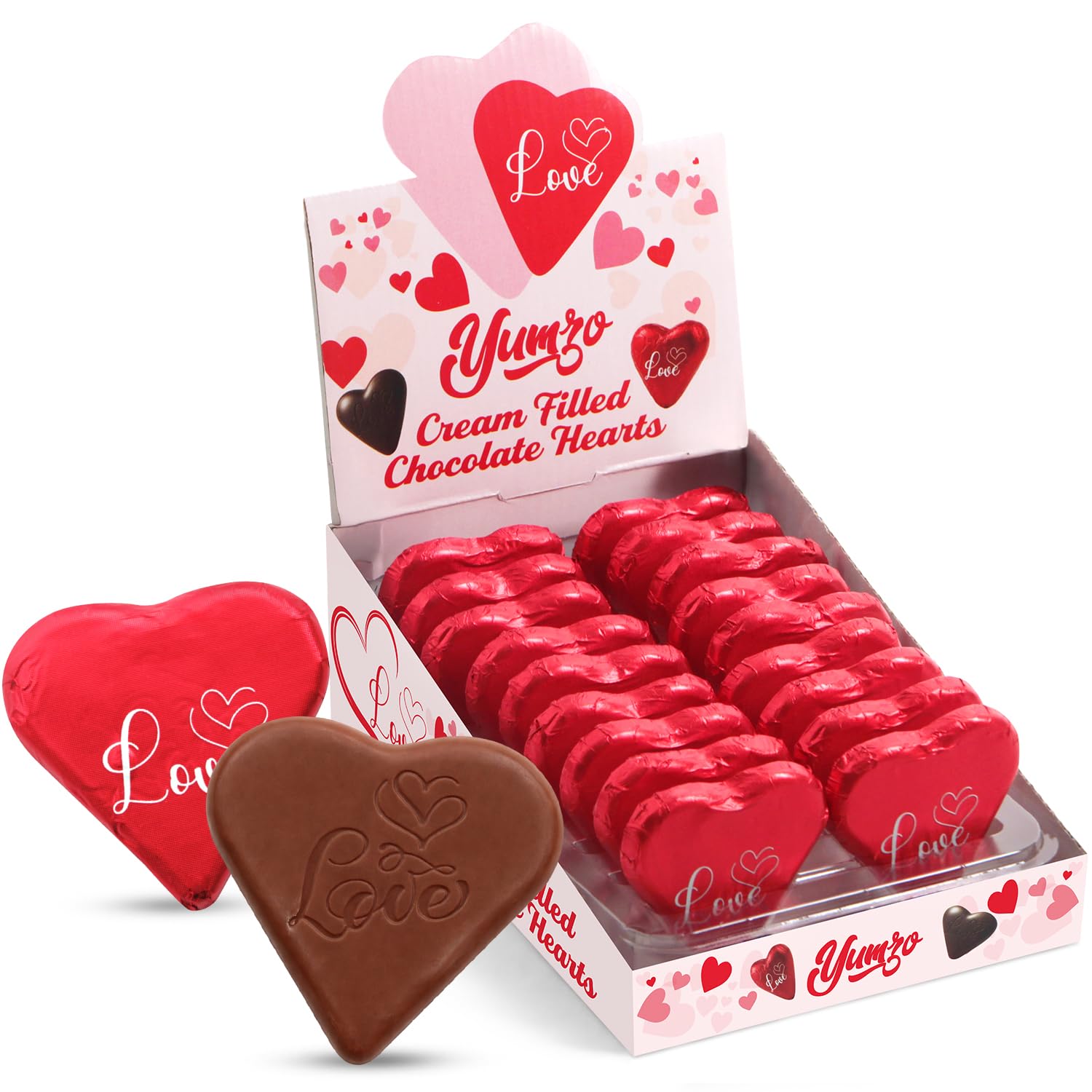 Valentine’s Day Chocolate Hearts, Pack of 18 Heart Shaped Chocolates Individually Wrapped, Ideal heart chocolate bulk for Valentines Day, Classroom Exchanges and Sharing with Friends.