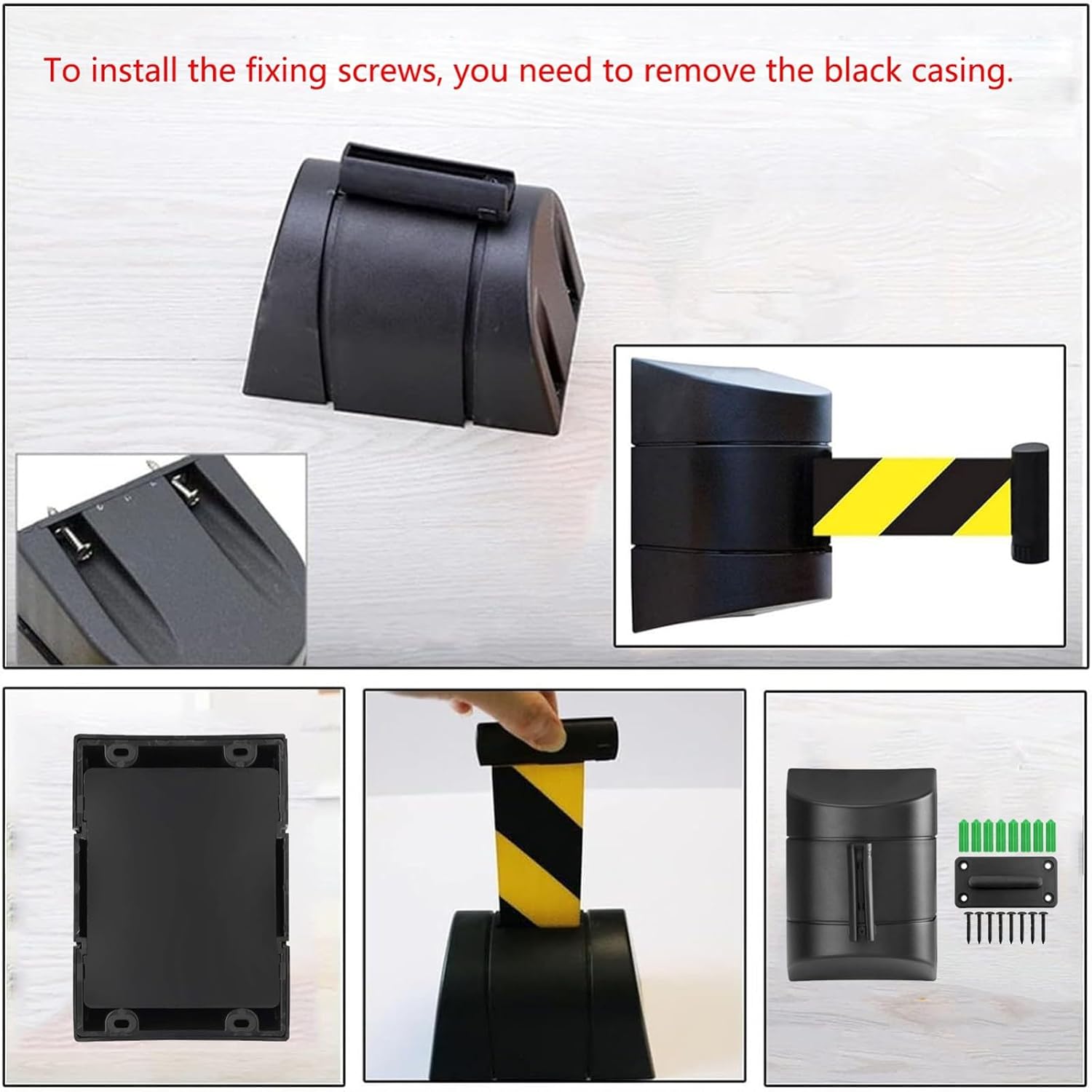 Fixed Wall Mount Retractable Belt Barrier - 6.5ft/9.8ft/16.5ft/32.8ft Crowd Control Wall Barrier - for Retail Stores, Airports, Banks, School(16.5ft)
