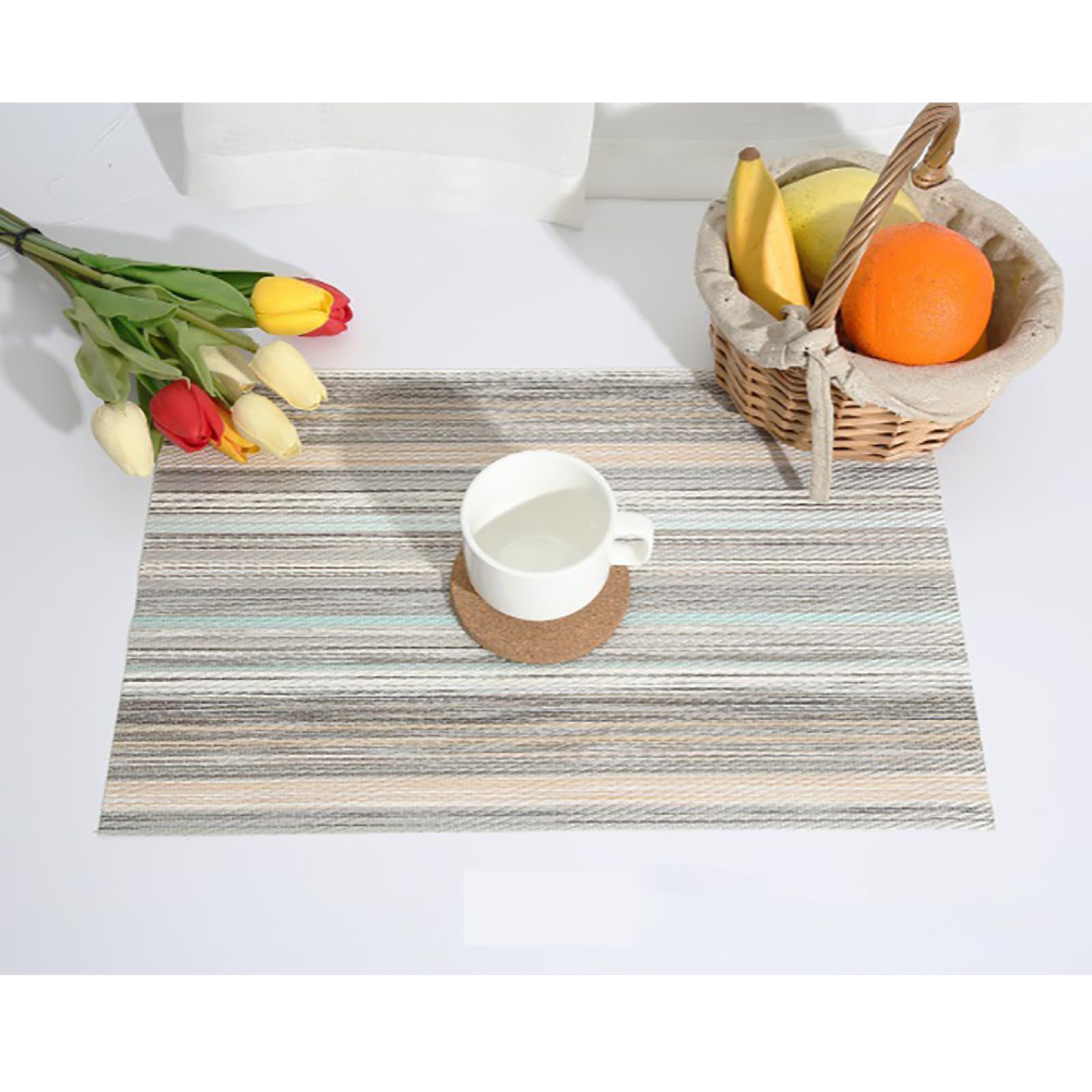 Décoration de Table, Sets de Table, Tapis de Cuisine/Salle à Manger Moderne, Simple, imperméable, Lavable, en PVC, rectangulaire, pour Le café et Le thé, idéal pour Les Repas de fêtes