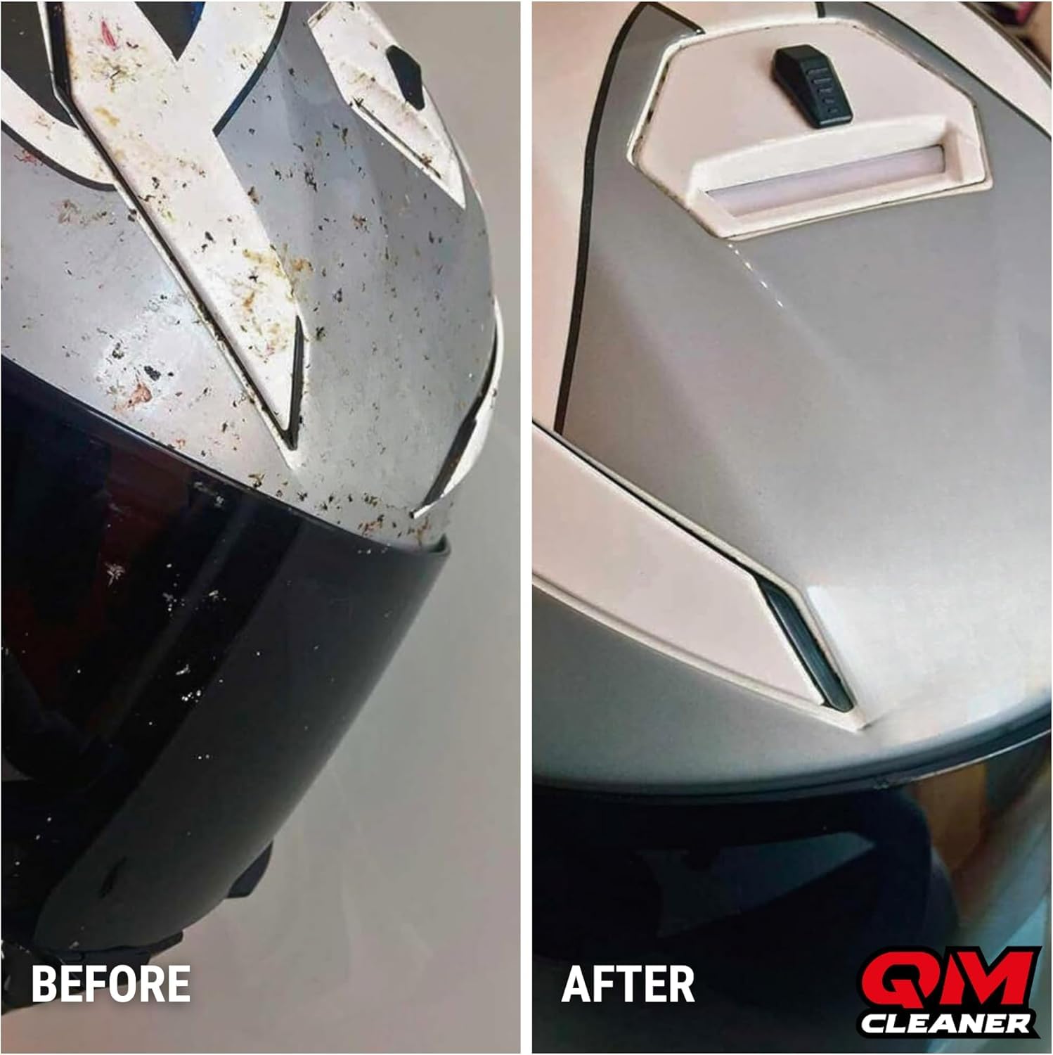 QM Cleaner - Moto e casco Kit | Per la pulizia e la cura della moto e del casco - Include prodotto per bici totale da 500 ml, rimozione di insetti per casco da 200 ml e 2 microfibre