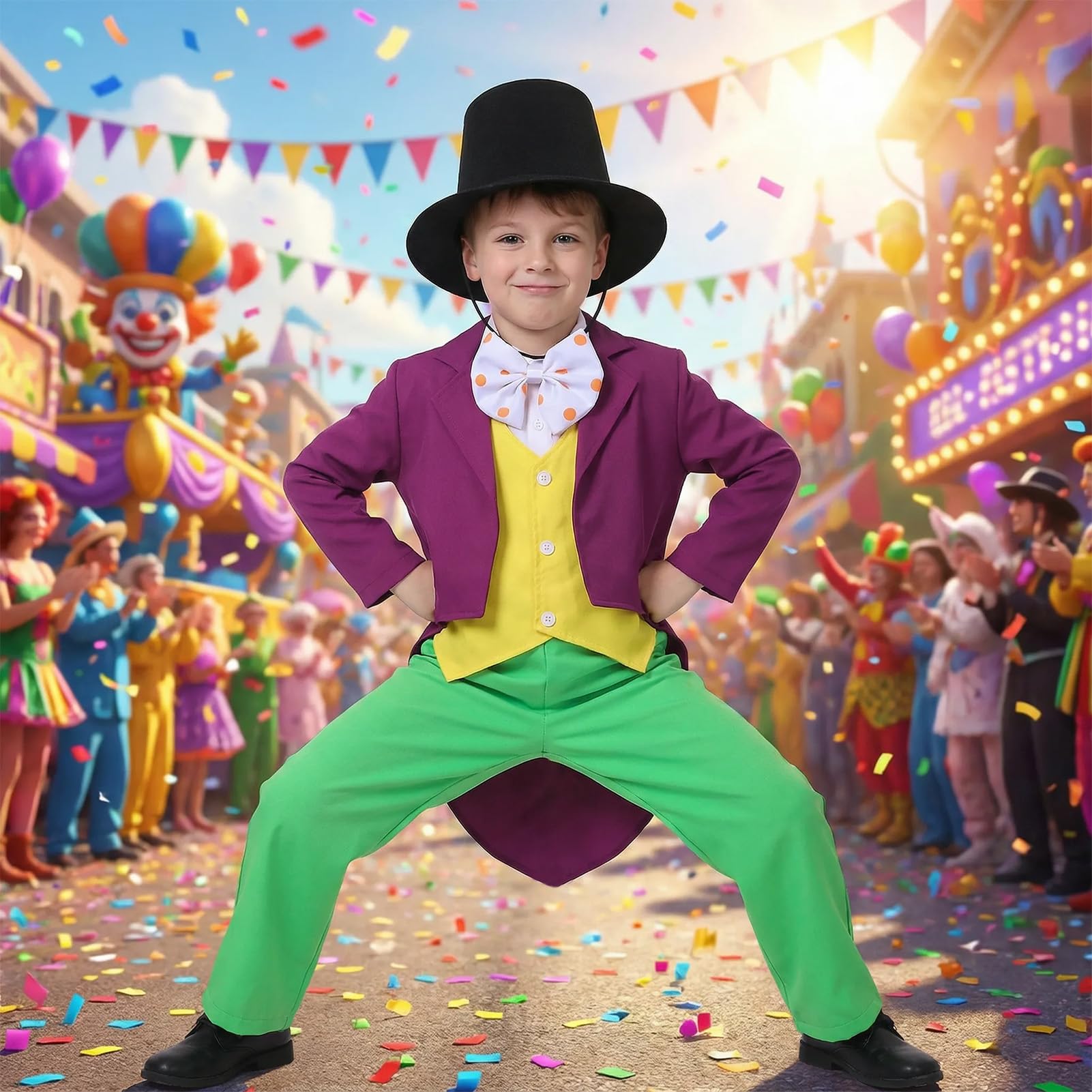 Aleshime Chocolate Factory Costume Kids Factory Workers Costume for Boys World Book Day Fancy Dress for Kids Age 4-12 - Image 4