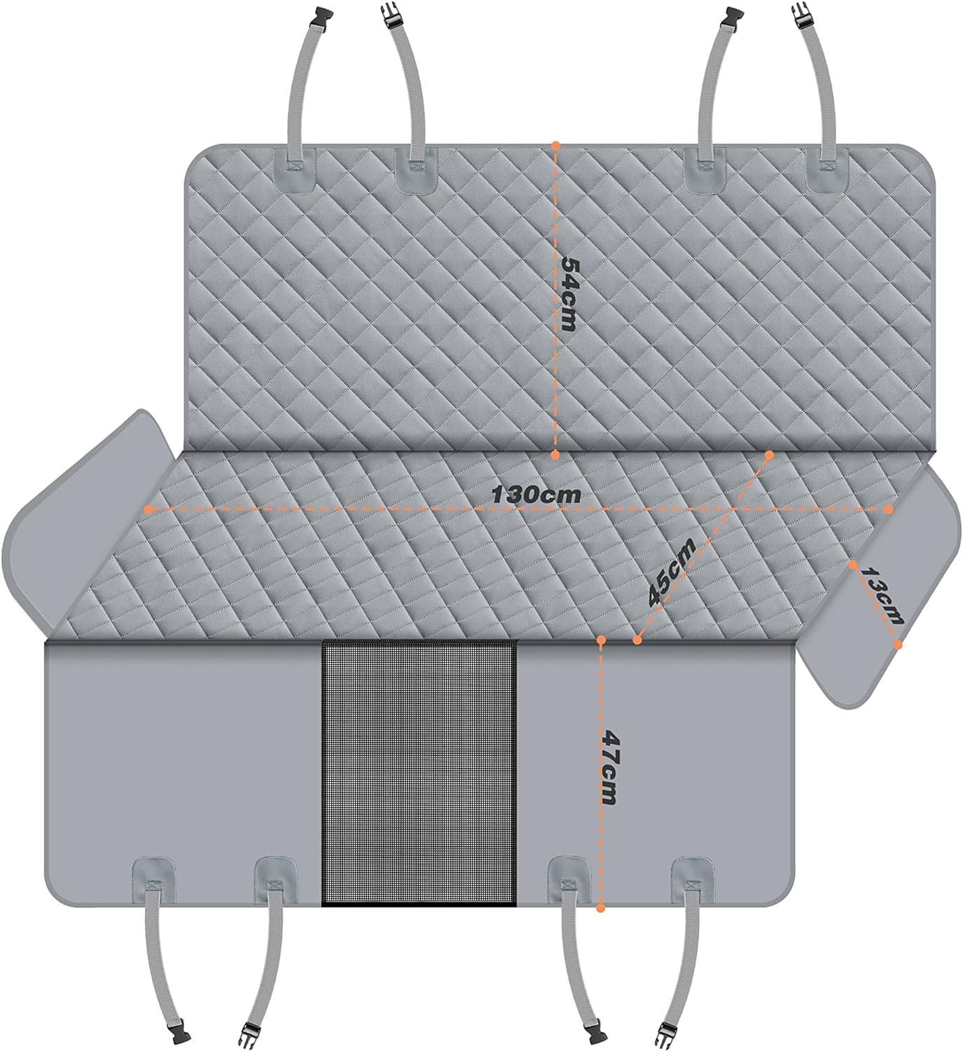 GXT Funda Protectora para Asiento Trasero de Perro para Coches, SUV y Camiones con Ventana de Malla, Material Antideslizante e Impermeable, a Prueba de arañazos, Gris Claro