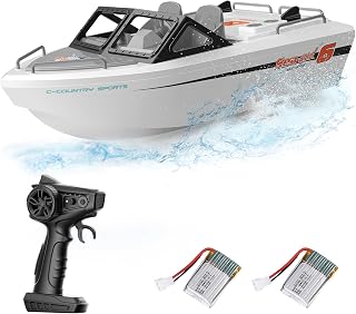 RC Boat for Kids Adults, 2.4GHz Remote Control Karting Boat, 10KM/H Racing Boats Toy for Pools Lakes River, 2 Rechargeable Batteries 36+ Min, Low Battery Alarm, Gifts for Boys Girls