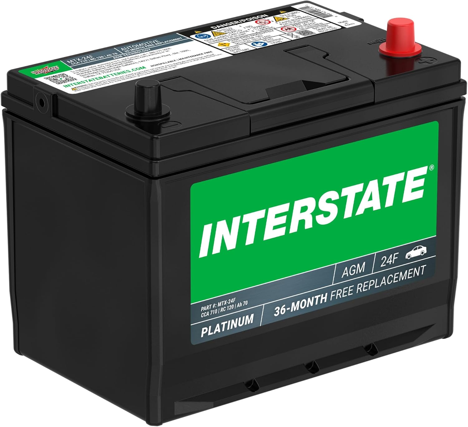 Interstate Batteries Automotive Battery 12V 70Ah (Group Size 24F) 710CCA SLI AGM Auto Battery Replacement for Cars, SUVs, Sedans, Trucks (MTX-24F)