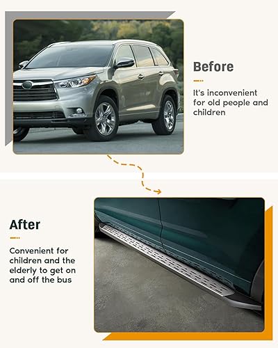Miniatura 3 de CCIYU Estribos compatibles con 2014-2019 para Toyota Highlander Rocker Slider escalones laterales y plástico 40% aleación de aluminio 40% hierro 20%