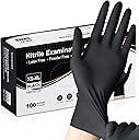 Schneider Nitrile Exam Gloves, Black Latex Free Powder Free Disposable Gloves for Medical, Cooking, Cleaning, and Food Prep