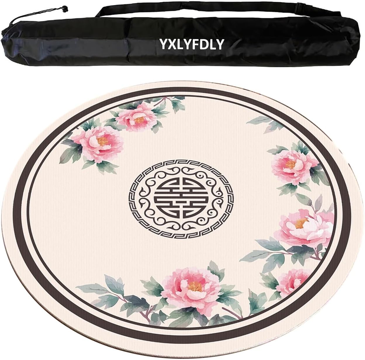 Round Mahjong Mat Silent and Noise Reduction Mahjong Tablecloth with Rubber Backing Large Play Mat for Poker, Card, Board, Tile Games(Light Blue,90cm/35.43in)