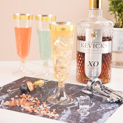 Vista 42 de WDF Paquete de 36 copas de champán de plástico azul transparente, 7 onzas, copas de champán azules, vasos de champán desechables para fiestas