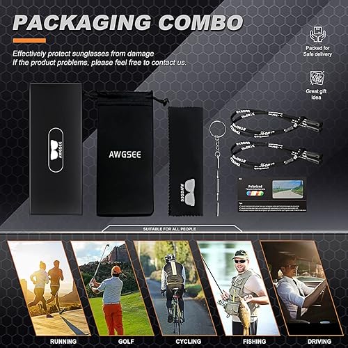 Miniatura 6 de Lentes de sol deportivos polarizados para hombre, 100% protección UV, irrompibles, para pesca, conducción