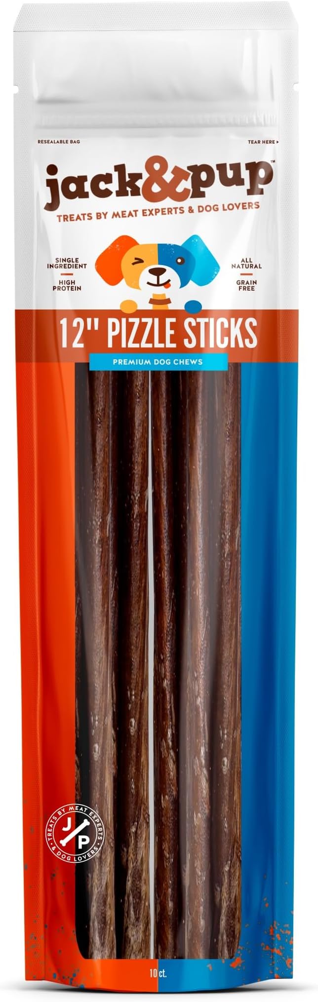 30cm Bully Sticks - 100% Natural Dog Chews - Odour Free (10ct)