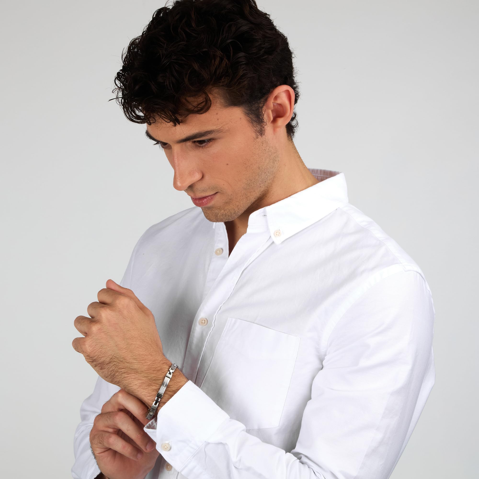 Maserati Bracciale da uomo, Collezione Jewels, lunghezza 21 cm, in acciaio - JM218AMF03