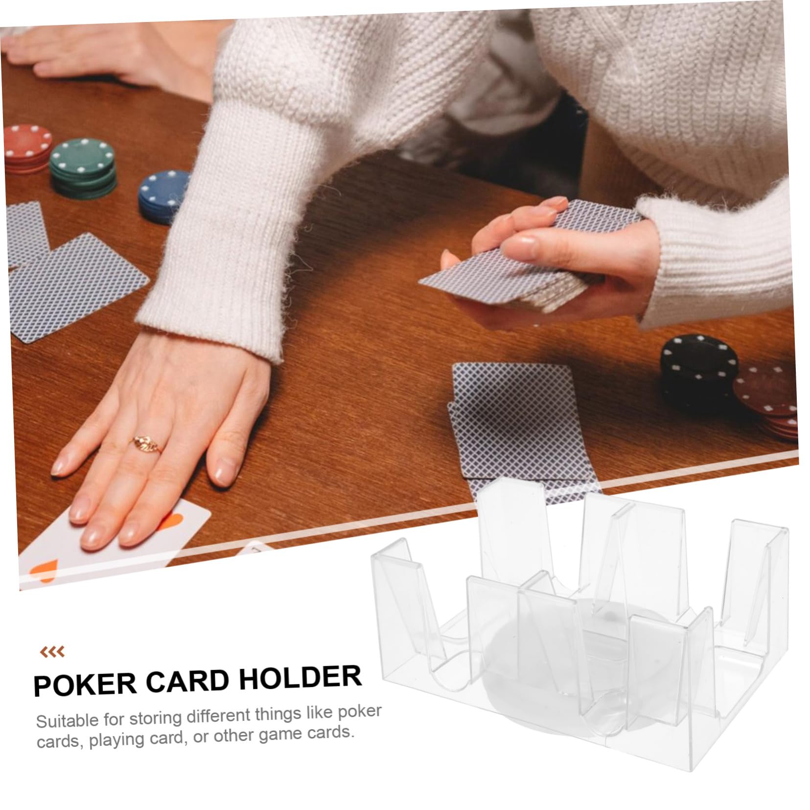 VICASKY Supporto Girevole per Carte da Gioco, Vassoio in Pc Trasparente, Leggero, Elegante, per Tavolo da Poker e 6 Set di Carte
