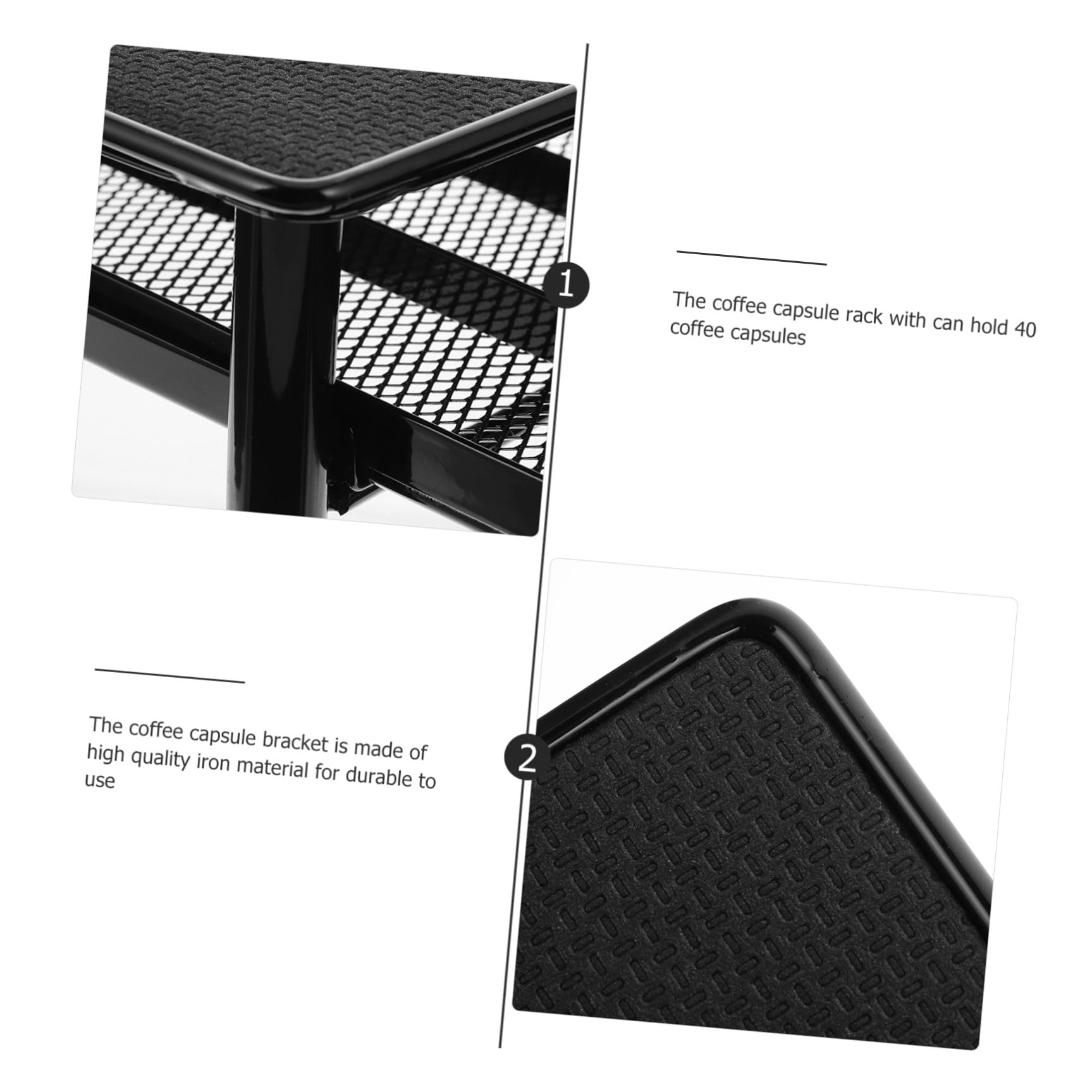 Cajón de Almacenamiento 40 Unidades de Hierro Negro para Cápsulas de Café | Organizador Práctico para Cocina o Escritorio, Diseño Clásico, Ligero y Portátil, Resistente al Óxido