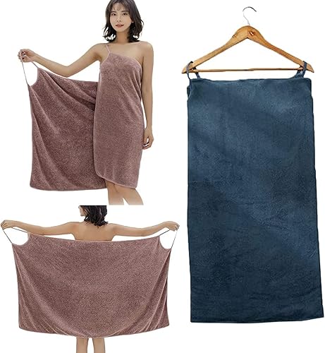 Toalla de baño con correas de hombro para mujer, camiseta de baño grande, ultra suave, toalla de baño (55.11 x 29.52 pulgadas), secado rápido, súper