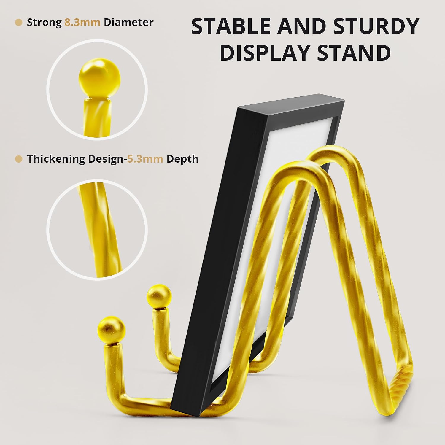 3Inch 3Pack Metal Decorative Plate Stand - Gold Picture Holder Stand for Display, Sign, Book, Photo image 3