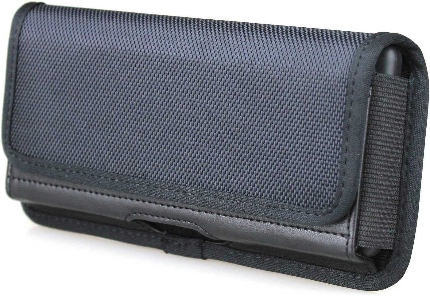 aubaddy Nylon Cell Phone Holster Belt Case Pouch for Samsung Galaxy S21 Ultra 5G, Galaxy S20 Ultra 5G, Galaxy A90 5G, Galaxy A80, Galaxy A70 (with Thin Case) Black