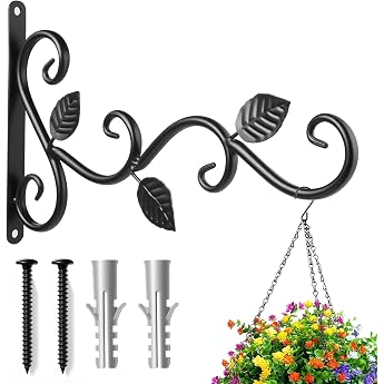 Wall Hook Hanging Basket Holder Wall Hook for Hanging Basket 30 cm Plant Holder Hanging Plant Holder Hanging Plant Holder with Screws for Planters Bird House Lanterns Wind Chimes Black