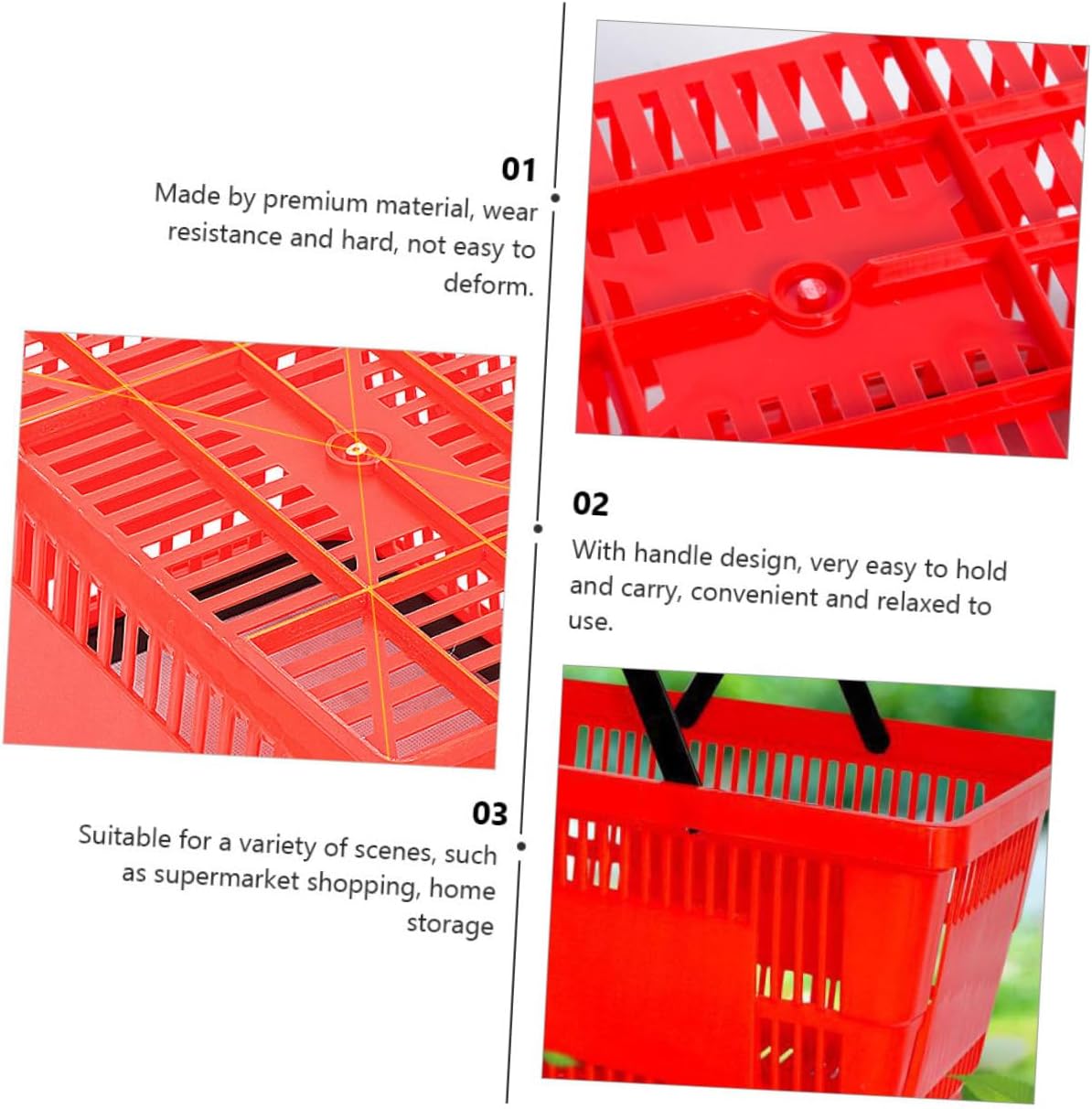 1Pc Plastic Handheld Storage Basket with Handle Lightweight and Wear-Resistant Shopping Basket for Supermarket Home Organization and Fruit Vegetable Storage