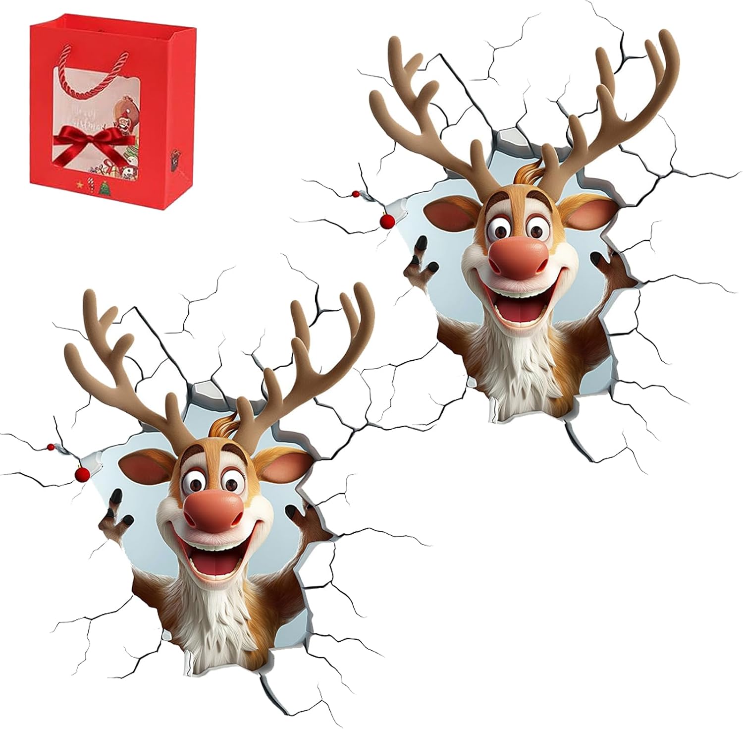 Creative Christmas Santa Wall Stickers, Santa Claus Breakthrough Wall Stickers, Funny Christmas Character Wall Sticker– Festive Wall Decor 𝐂hristmas, Living Room Background Decoration