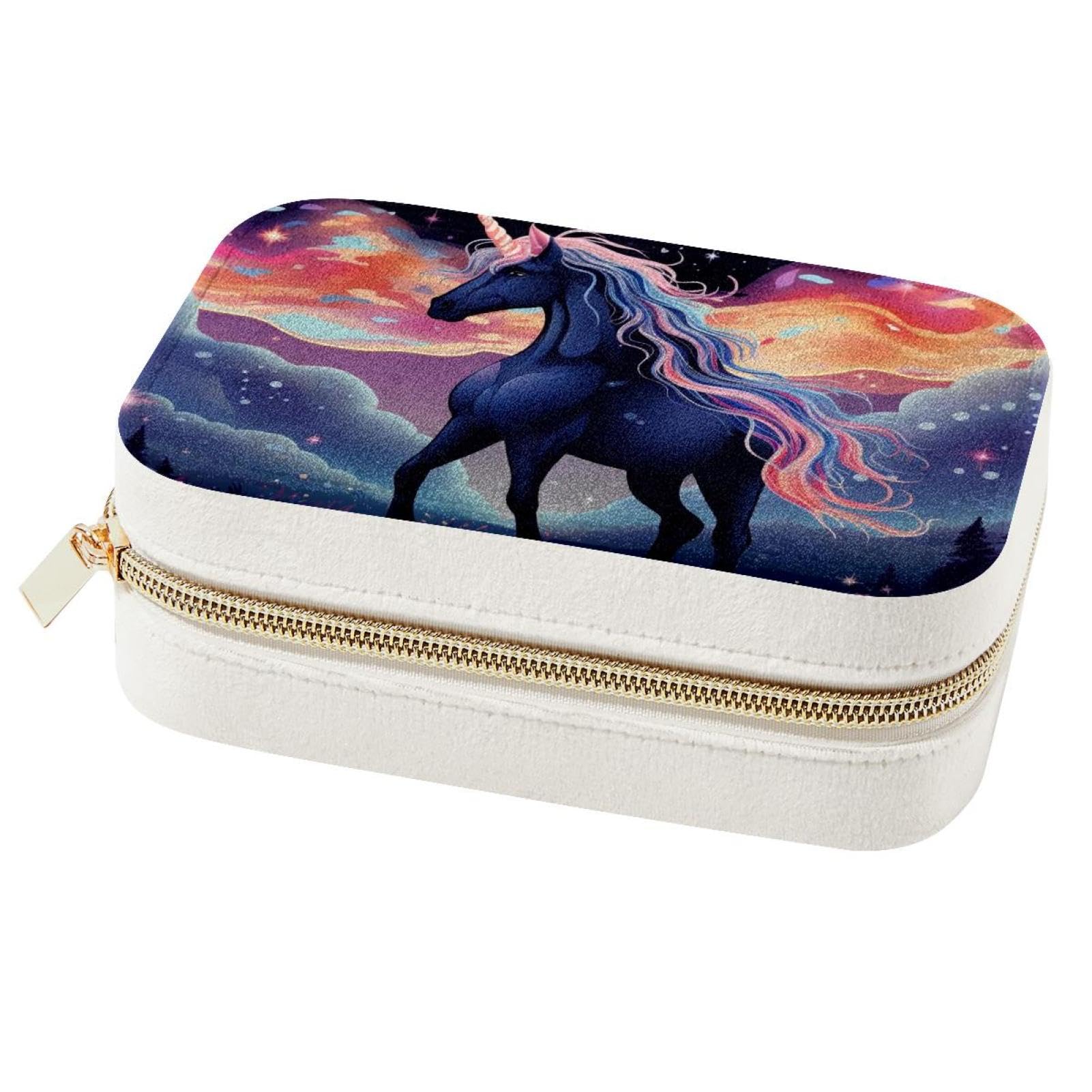 Boîte à bijoux licorne voyage portable pour ranger boucles d'oreilles filles