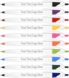 SyPen Personalized Pens With your Custom Logo or Text-500 Pack Bulk-for Businesses, Parties, and Events, Custom Printed Slim Ballpoint Click Pens, Assorted Trim Colors, Black Ink