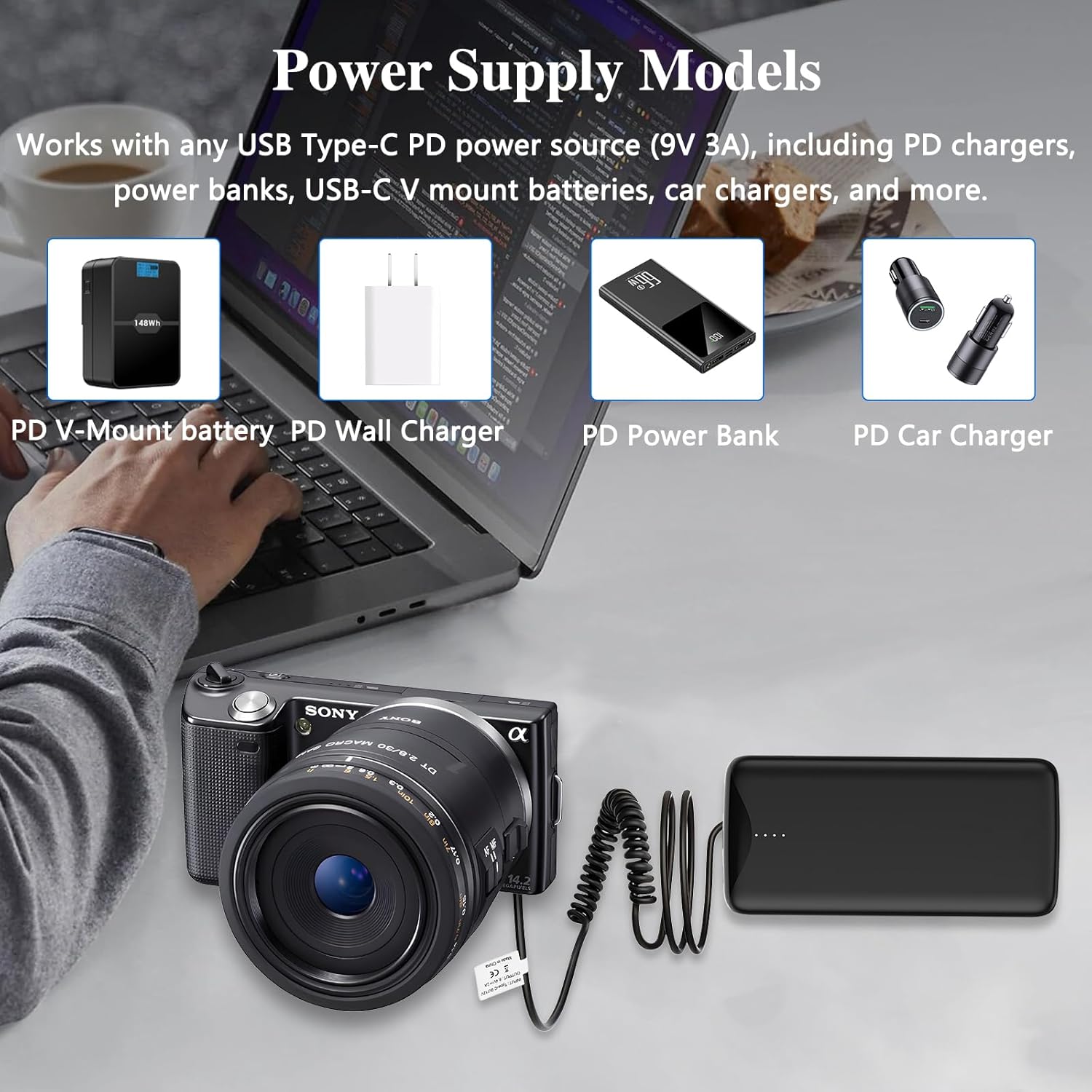Tectra USB-C to NP-FZ100 Dummy Battery, Continuous Power Supply for Sony ZV-E1, A7 III, A7 IV, A7S III, A7R III, A7R IV, A7R V, A7C,A1, A9, A9 II, A6600, A6700, FX3, FX30 Cameras